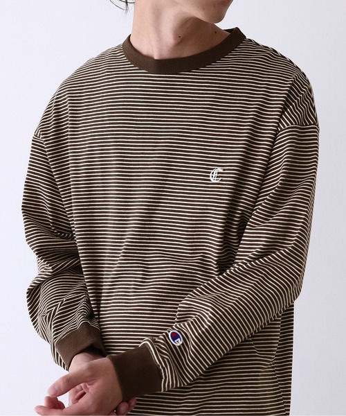 MDR(エムディアール)の「【Champion】リバースウィーブ ボーダーロンT(C3-C405)(Tシャツ/カットソー・メンズ・グレー/ブラウン・XL/L)」の2枚目の写真