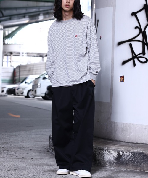 MDR(エムディアール)の「【Champion】リバースウィーブ ボーダーロンT(C3-C405)(Tシャツ/カットソー・メンズ・グレー/ブラウン・XL/L)」の3枚目の写真