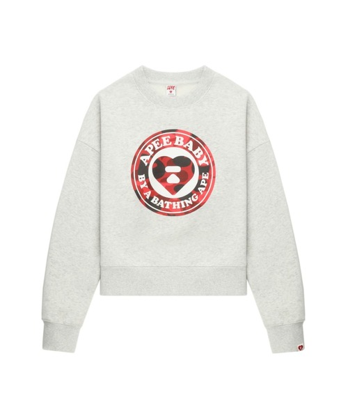 A BATHING APE(アベイシングエイプ)の「ROUND CAMO HEART PRINT SWEAT SHIRT(スウェット・レディース・グレー/ブラック/ピンク・SMALL/X-SMALL)」の3枚目の写真