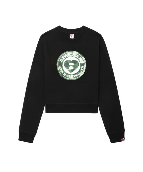A BATHING APE(アベイシングエイプ)の「ROUND CAMO HEART PRINT SWEAT SHIRT(スウェット・レディース・グレー/ブラック/ピンク・SMALL/X-SMALL)」の2枚目の写真