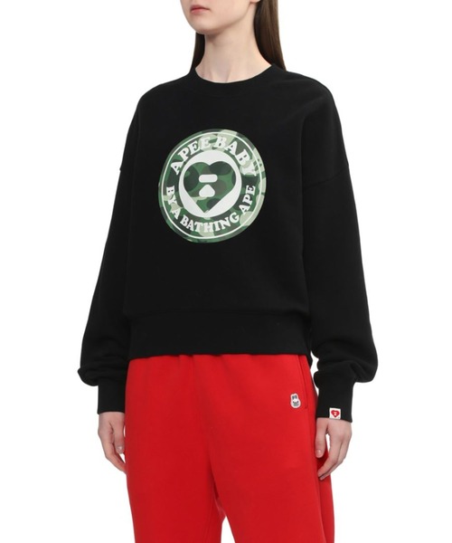 A BATHING APE(アベイシングエイプ)の「ROUND CAMO HEART PRINT SWEAT SHIRT(スウェット・レディース・グレー/ブラック/ピンク・SMALL/X-SMALL)」の7枚目の写真