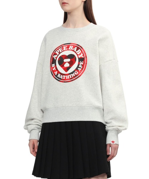 A BATHING APE(アベイシングエイプ)の「ROUND CAMO HEART PRINT SWEAT SHIRT(スウェット・レディース・グレー/ブラック/ピンク・SMALL/X-SMALL)」の8枚目の写真