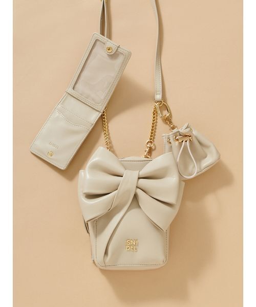 SNIDEL（スナイデル）の「リボンマルチショルダー&ケースセット（ショルダーバッグ・レディース・アイボリー/ブラック/キャメル/イエロー・F）」の2枚目の写真
