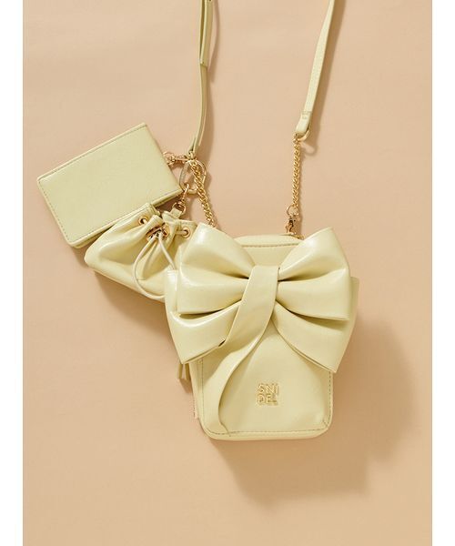 SNIDEL（スナイデル）の「リボンマルチショルダー&ケースセット（ショルダーバッグ・レディース・アイボリー/ブラック/キャメル/イエロー・F）」の4枚目の写真