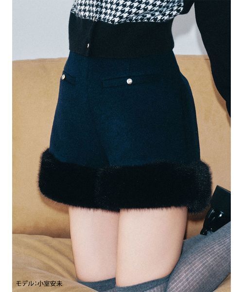 LILY BROWN（リリーブラウン）の「エコファ―ショートパンツ（その他パンツ・レディース・ホワイト/ブラック/ライトブルー・0/1）」の7枚目の写真