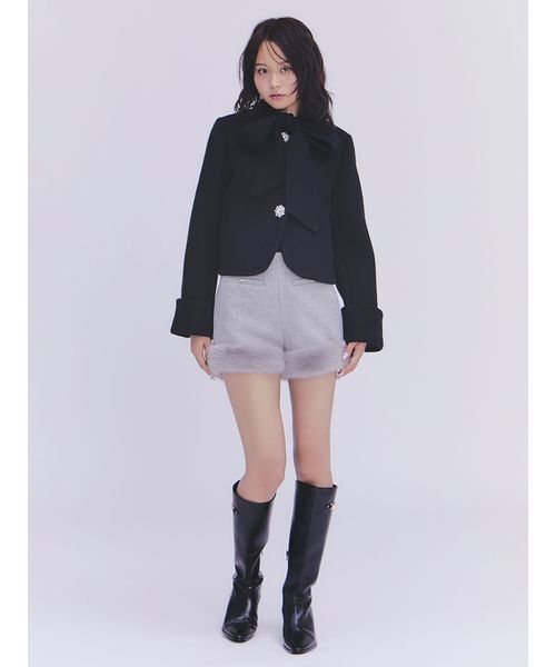 LILY BROWN（リリーブラウン）の「エコファ―ショートパンツ（その他パンツ・レディース・ホワイト/ブラック/ライトブルー・0/1）」の9枚目の写真