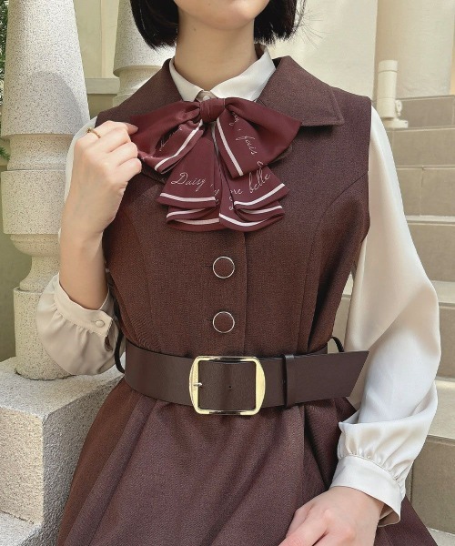 an another angelus(アンアナザーアンジェラス)の「ベルト付きウールライク開衿ジレワンピース(ワンピース・レディース・ブラウン/グレー・FREE)」の14枚目の写真