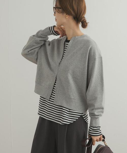 URBAN RESEARCH DOORS（アーバンリサーチドアーズ）の「『WEB/一部店舗限定カラー』コットンスウェットZIPカーディガン（カーディガン/ボレロ・レディース・ブラウン/グレー/チャコールグレー/ブルー・MEDIUM）」の11枚目の写真