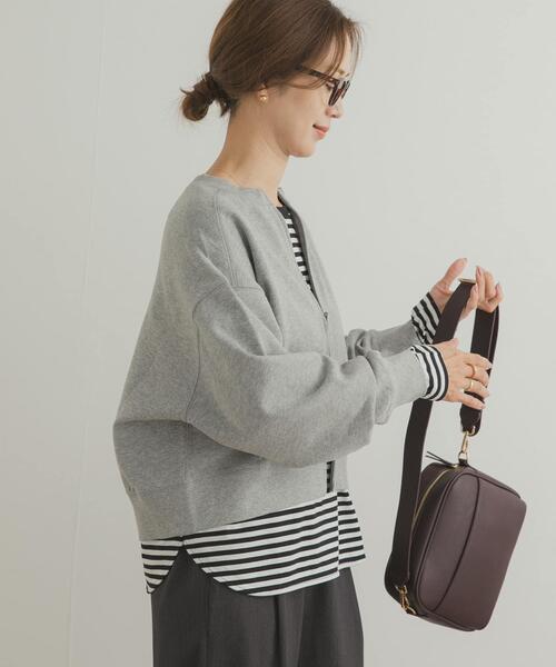 URBAN RESEARCH DOORS（アーバンリサーチドアーズ）の「『WEB/一部店舗限定カラー』コットンスウェットZIPカーディガン（カーディガン/ボレロ・レディース・ブラウン/グレー/チャコールグレー/ブルー・MEDIUM）」の9枚目の写真