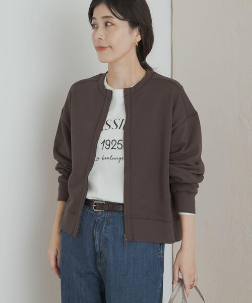 URBAN RESEARCH DOORS（アーバンリサーチドアーズ）の「『WEB/一部店舗限定カラー』コットンスウェットZIPカーディガン（カーディガン/ボレロ・レディース・ブラウン/グレー/チャコールグレー/ブルー・MEDIUM）」の21枚目の写真