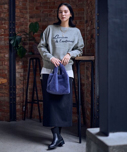 ANY(エニィ)の「刺繍ロゴニット(ニット/セーター・レディース・イエロー系/ダークグリーン系/ライトグレー系/ネイビー系・F)」の12枚目の写真