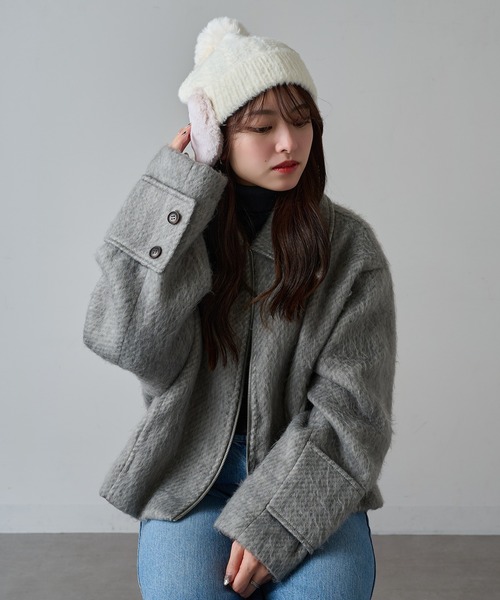 セール】【SETUP7】ボア耳付き フェザーニット帽 ワッチ FTL（ニット