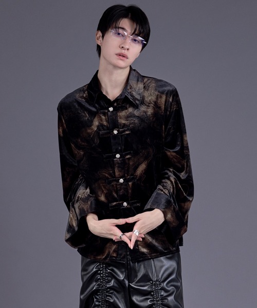 Ellno Loset(エルノロゼット)の「ニュアンスガラベロアシルバーボタンチャイナシャツ(シャツ/ブラウス・メンズ・ブラック×ブルー/ブラック系その他・SMALL/MEDIUM/LARGE)」の17枚目の写真