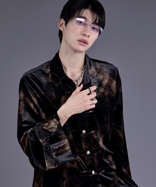 Ellno Loset(エルノロゼット)の「ニュアンスガラベロアシルバーボタンチャイナシャツ(シャツ/ブラウス・メンズ・ブラック×ブルー/ブラック系その他・SMALL/MEDIUM/LARGE)」の15枚目の写真