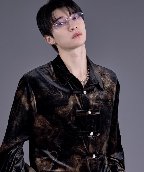 Ellno Loset(エルノロゼット)の「ニュアンスガラベロアシルバーボタンチャイナシャツ(シャツ/ブラウス・メンズ・ブラック×ブルー/ブラック系その他・SMALL/MEDIUM/LARGE)」の16枚目の写真