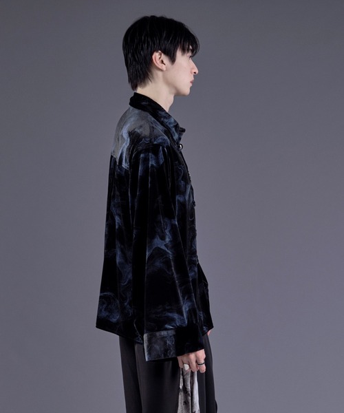 Ellno Loset(エルノロゼット)の「ニュアンスガラベロアシルバーボタンチャイナシャツ(シャツ/ブラウス・メンズ・ブラック×ブルー/ブラック系その他・SMALL/MEDIUM/LARGE)」の6枚目の写真