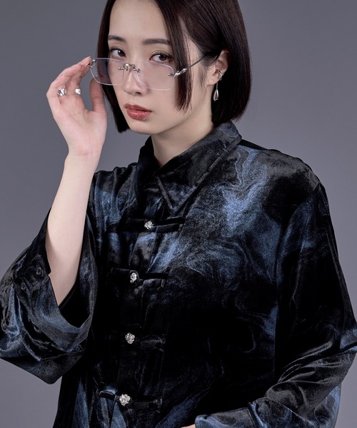 Ellno Loset(エルノロゼット)の「ニュアンスガラベロアシルバーボタンチャイナシャツ(シャツ/ブラウス・メンズ・ブラック×ブルー/ブラック系その他・SMALL/MEDIUM/LARGE)」の10枚目の写真