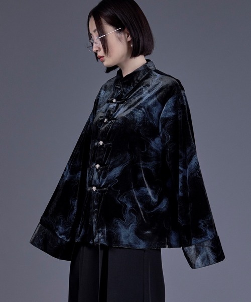 Ellno Loset(エルノロゼット)の「ニュアンスガラベロアシルバーボタンチャイナシャツ(シャツ/ブラウス・メンズ・ブラック×ブルー/ブラック系その他・SMALL/MEDIUM/LARGE)」の12枚目の写真