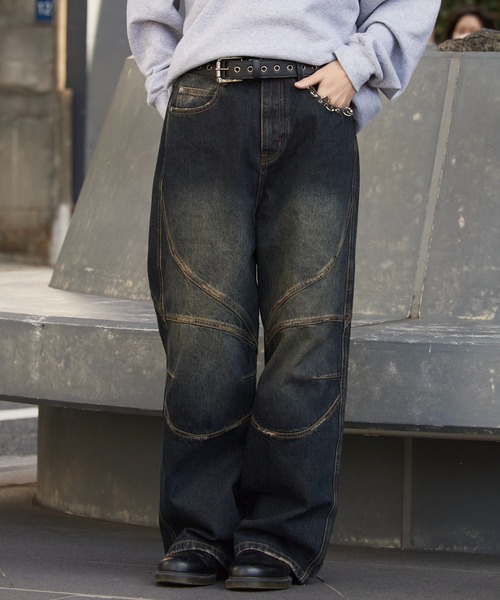 【義勇】サプライヤー　SUPPLIER デニム　バギーデニム セール】SUPPLIER/サプライヤー Switching Pierced Baggy Jeanes