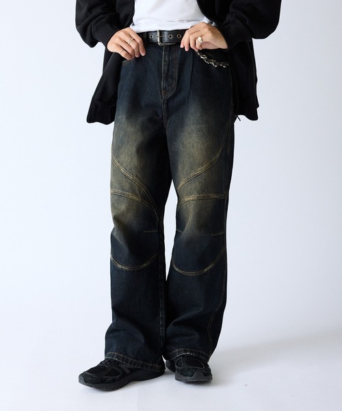 SUPPLIER(サプライヤー)の「SUPPLIER/サプライヤー Switching Pierced Baggy Jeanes オリジナルピアス ヴィンテージ加工デニムパンツ(デニムパンツ・メンズ・ブラック/ブルー・M/L)」の21枚目の写真