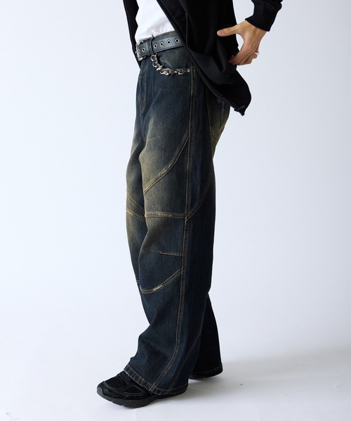 SUPPLIER(サプライヤー)の「SUPPLIER/サプライヤー Switching Pierced Baggy Jeanes オリジナルピアス ヴィンテージ加工デニムパンツ(デニムパンツ・メンズ・ブラック/ブルー・M/L)」の15枚目の写真