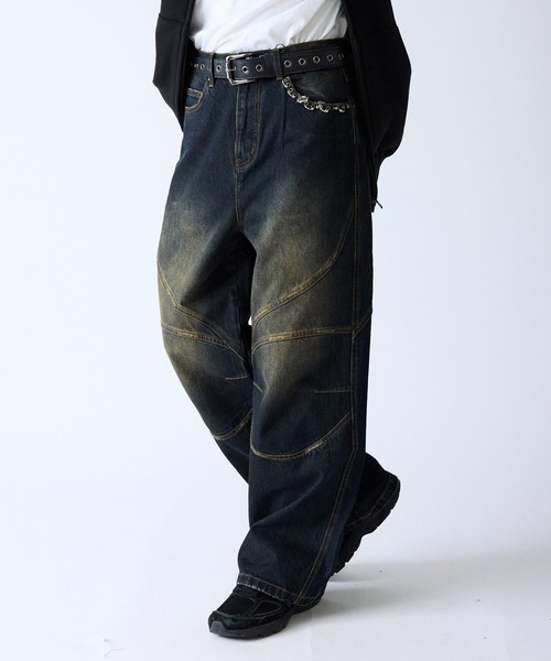 SUPPLIER(サプライヤー)の「SUPPLIER/サプライヤー Switching Pierced Baggy Jeanes オリジナルピアス ヴィンテージ加工デニムパンツ(デニムパンツ・メンズ・ブラック/ブルー・M/L)」の13枚目の写真