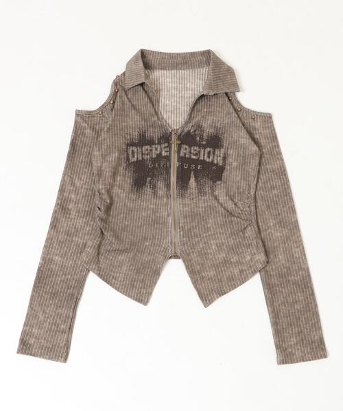 dispark(ディスパーク)の「DISPARK/ショルダーデザインジップトップ(Tシャツ/カットソー・レディース・ブラウン/グレー・FREE)」の13枚目の写真