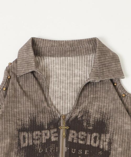 dispark(ディスパーク)の「DISPARK/ショルダーデザインジップトップ(Tシャツ/カットソー・レディース・ブラウン/グレー・FREE)」の14枚目の写真