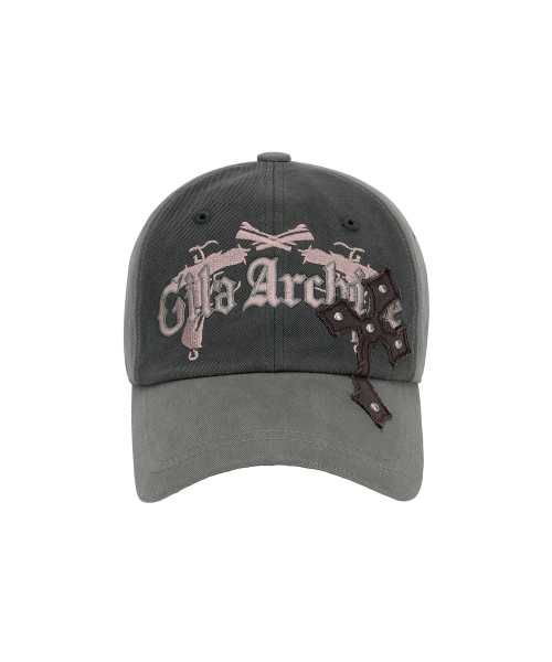 GILAARCHIVE（ギラアーカイブ）の「CROSS PATCHED PISTOL BALLCAP_GY（キャップ・レディース・その他・FREE）」の2枚目の写真