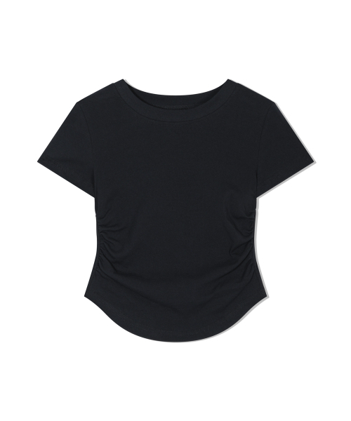 MOAA(モア)の「Side Ruche Curve Tee (BLACK)(Tシャツ/カットソー・レディース・その他・SMALL/MEDIUM)」の2枚目の写真