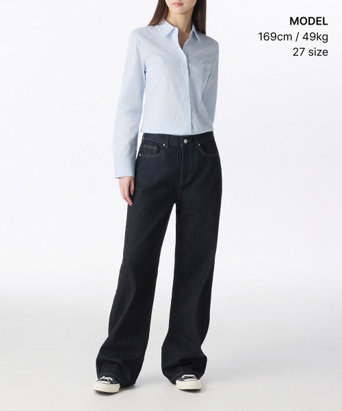 MUSINSA STANDARD WOMAN（ムシンサスタンダードウーマン）の「ウィメンズワイドデニムパンツ[ディープインディゴ]（デニムパンツ・レディース・その他・32/30/29/23/24/25/26/27/28）」の2枚目の写真