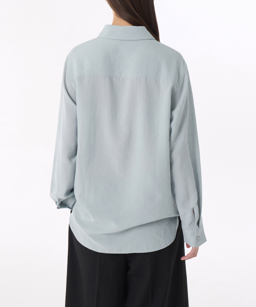 MUSINSA STANDARD WOMAN（ムシンサスタンダードウーマン）の「ウィメンズリラックスドリネンライクシャツ[ミントグレー]（シャツ/ブラウス・レディース・その他・SMALL/MEDIUM/LARGE/X-SMALL）」の2枚目の写真