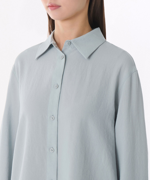 MUSINSA STANDARD WOMAN（ムシンサスタンダードウーマン）の「ウィメンズリラックスドリネンライクシャツ[ミントグレー]（シャツ/ブラウス・レディース・その他・SMALL/MEDIUM/LARGE/X-SMALL）」の3枚目の写真