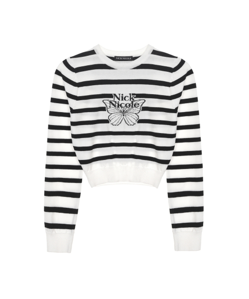 NICK&NICOLE(ニックアンドニコール)の「MINI BUTTERFLY SIGNATURE STRIPE KNIT_IVORY(ニット/セーター・レディース・その他・FREE)」の4枚目の写真