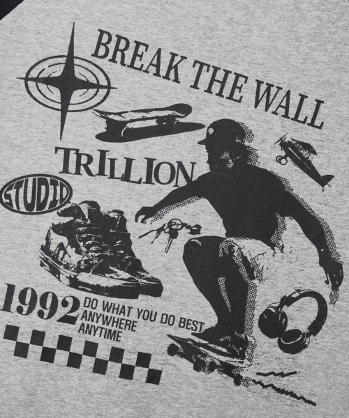 TRILLION(トリリオン)の「スケートボードピグメントグラフィックレグラン半袖_ブラック(Tシャツ/カットソー・レディース・その他・LARGE/X-LARGE/MEDIUM)」の7枚目の写真