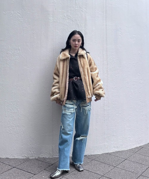 Ameri（アメリ）の「UND HARD DAMAGE LOOSE DENIM（デニムパンツ・レディース・ブラック/ブルー・24inch/25inch/26inch）」の9枚目の写真