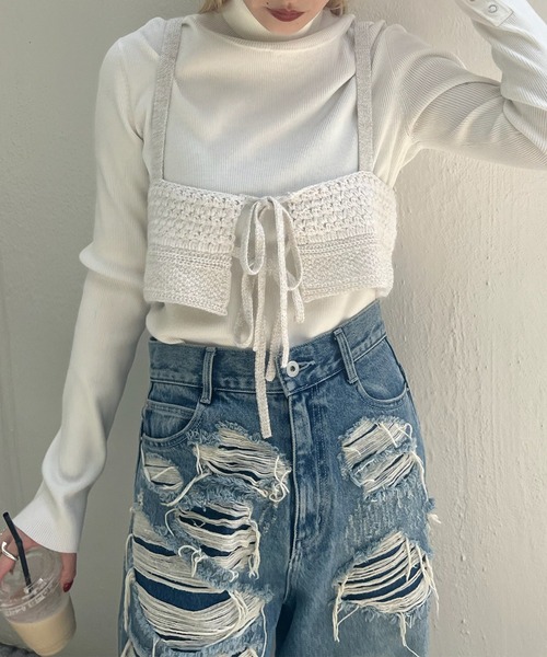 Ameri（アメリ）の「UND HARD DAMAGE LOOSE DENIM（デニムパンツ・レディース・ブラック/ブルー・24inch/25inch/26inch）」の11枚目の写真