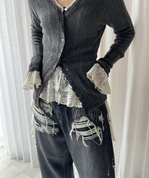 Ameri（アメリ）の「UND HARD DAMAGE LOOSE DENIM（デニムパンツ・レディース・ブラック/ブルー・24inch/25inch/26inch）」の14枚目の写真