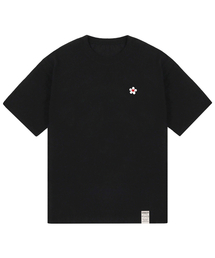 [UNISEX-24]スモールフラワーハート半袖Tシャツ_ブラック