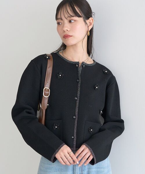earth music&ecology(アースミュージックアンドエコロジー)の「フラワーモチーフニットカーディガン(ニット/セーター・レディース・アイボリー/ブラック・FREE)」の19枚目の写真