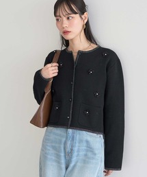 フラワーモチーフニットカーディガン