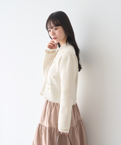 earth music&ecology(アースミュージックアンドエコロジー)の「フラワーモチーフニットカーディガン(ニット/セーター・レディース・アイボリー/ブラック・FREE)」の11枚目の写真