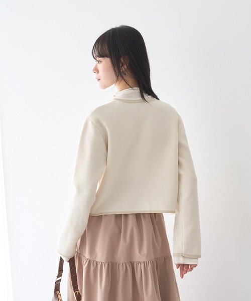 earth music&ecology(アースミュージックアンドエコロジー)の「フラワーモチーフニットカーディガン(ニット/セーター・レディース・アイボリー/ブラック・FREE)」の12枚目の写真