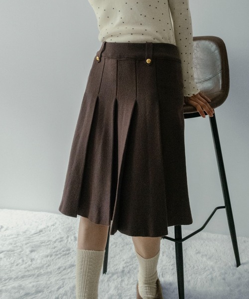 on:nue（オンニュ）の「【on:nue】[着用動画あり！/3色展開]ニットプリーツミディ丈スカート（スカート・レディース・グレー/ブラック/ブラウン・FREE）」の8枚目の写真