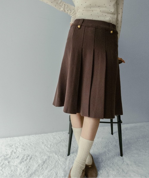 on:nue（オンニュ）の「【on:nue】[着用動画あり！/3色展開]ニットプリーツミディ丈スカート（スカート・レディース・グレー/ブラック/ブラウン・FREE）」の9枚目の写真
