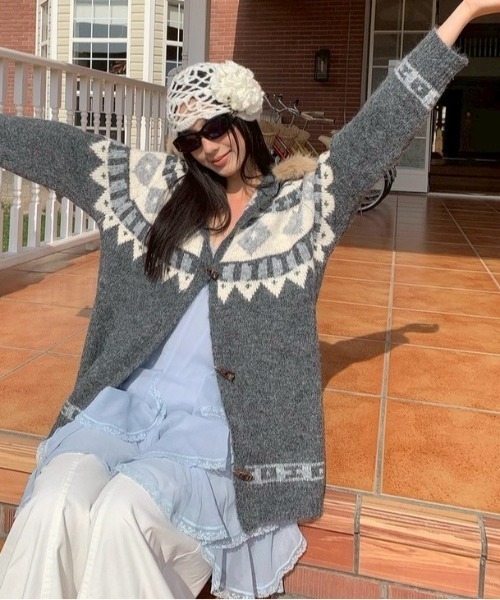 セール】【LAMPOON】フェイクファーニットパーカー（パーカー）｜almo