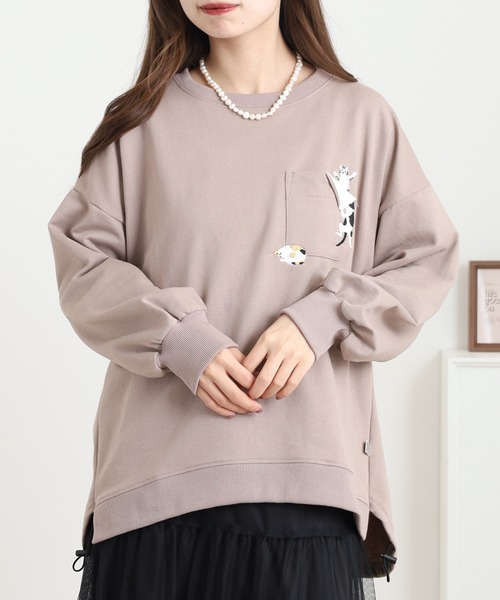 Quelle Chance(ケルシャンス)の「裾ドロスト プルオーバー(Tシャツ/カットソー・レディース・チャコールグレー/キナリ/ベージュ・M/L)」の3枚目の写真
