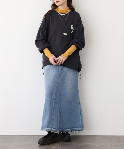 Quelle Chance(ケルシャンス)の「裾ドロスト プルオーバー(Tシャツ/カットソー・レディース・チャコールグレー/キナリ/ベージュ・M/L)」の14枚目の写真