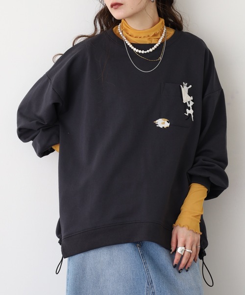 Quelle Chance(ケルシャンス)の「裾ドロスト プルオーバー(Tシャツ/カットソー・レディース・チャコールグレー/キナリ/ベージュ・M/L)」の12枚目の写真