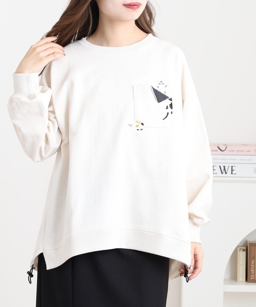 Quelle Chance(ケルシャンス)の「裾ドロスト プルオーバー(Tシャツ/カットソー・レディース・チャコールグレー/キナリ/ベージュ・M/L)」の5枚目の写真